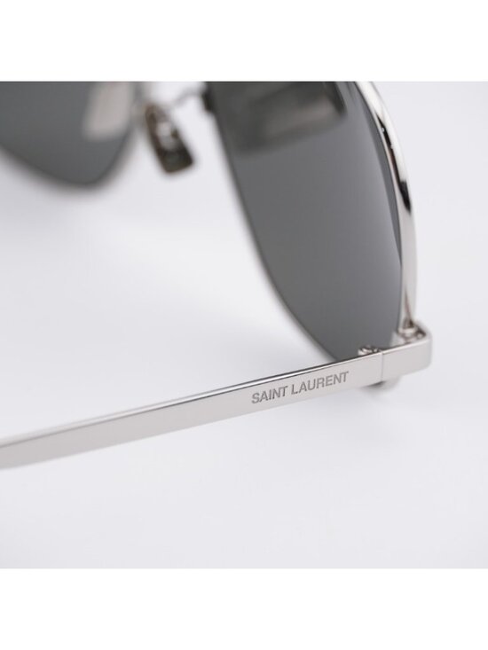 Saint Laurent SL653/F LEON 001 Sunglasses Silver Aviator Frame, Grey Lenses main image 8